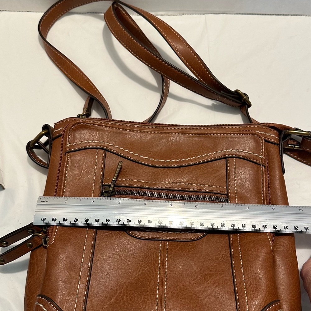 B O C Brown Faux Leather Crossbody Messenger Bag - Picture 8 of 8